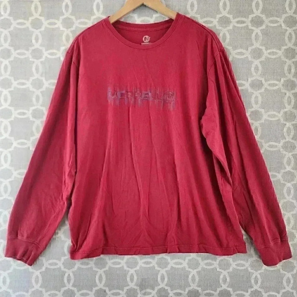 Merrell Red Crew Neck Long sleeve Men's Shirt XL - Picture 1 of 8